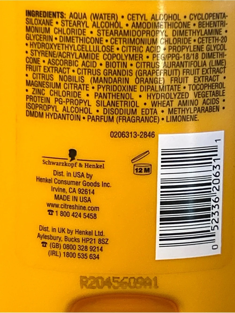 Schwarzkopf Citre Shine Fresh Fusion Pure Energy Conditioner 13.5oz